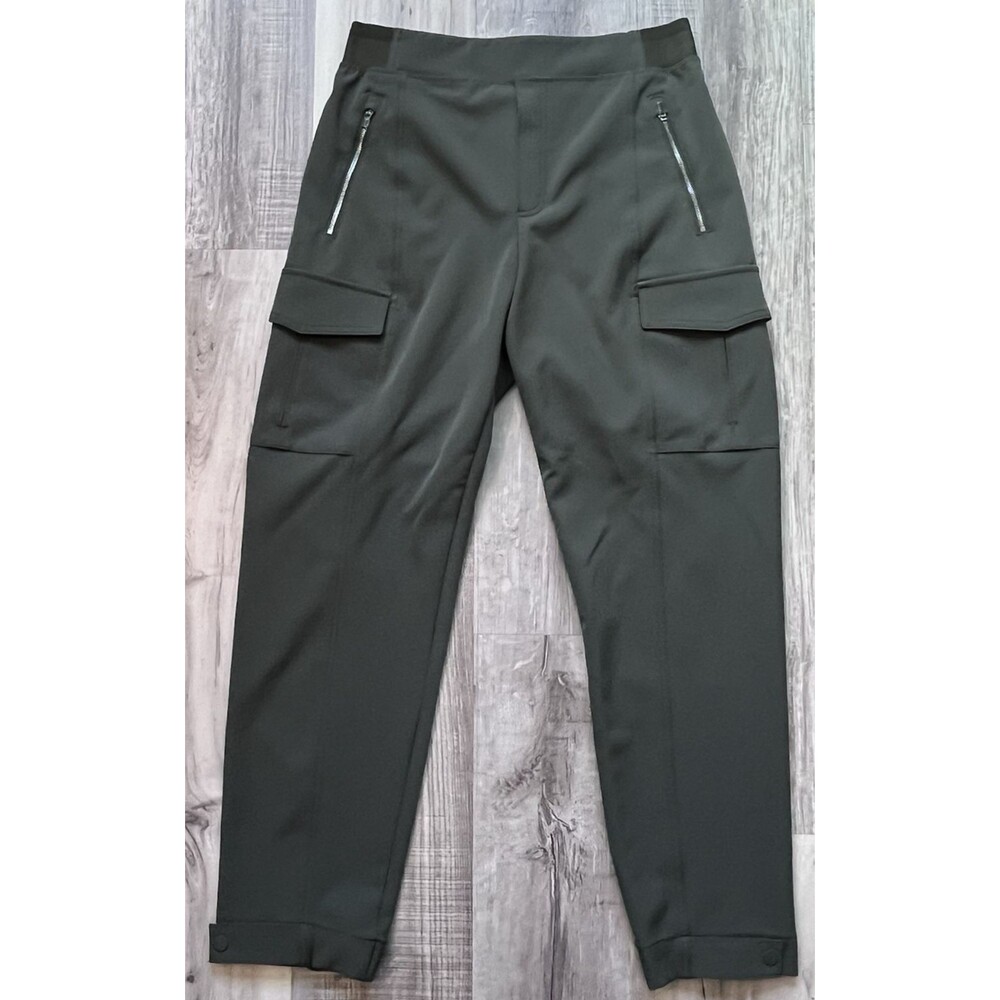 Athleta Endless High Rise Cargo Pant Women's 8 Dark Green Stretch Zip Pockets